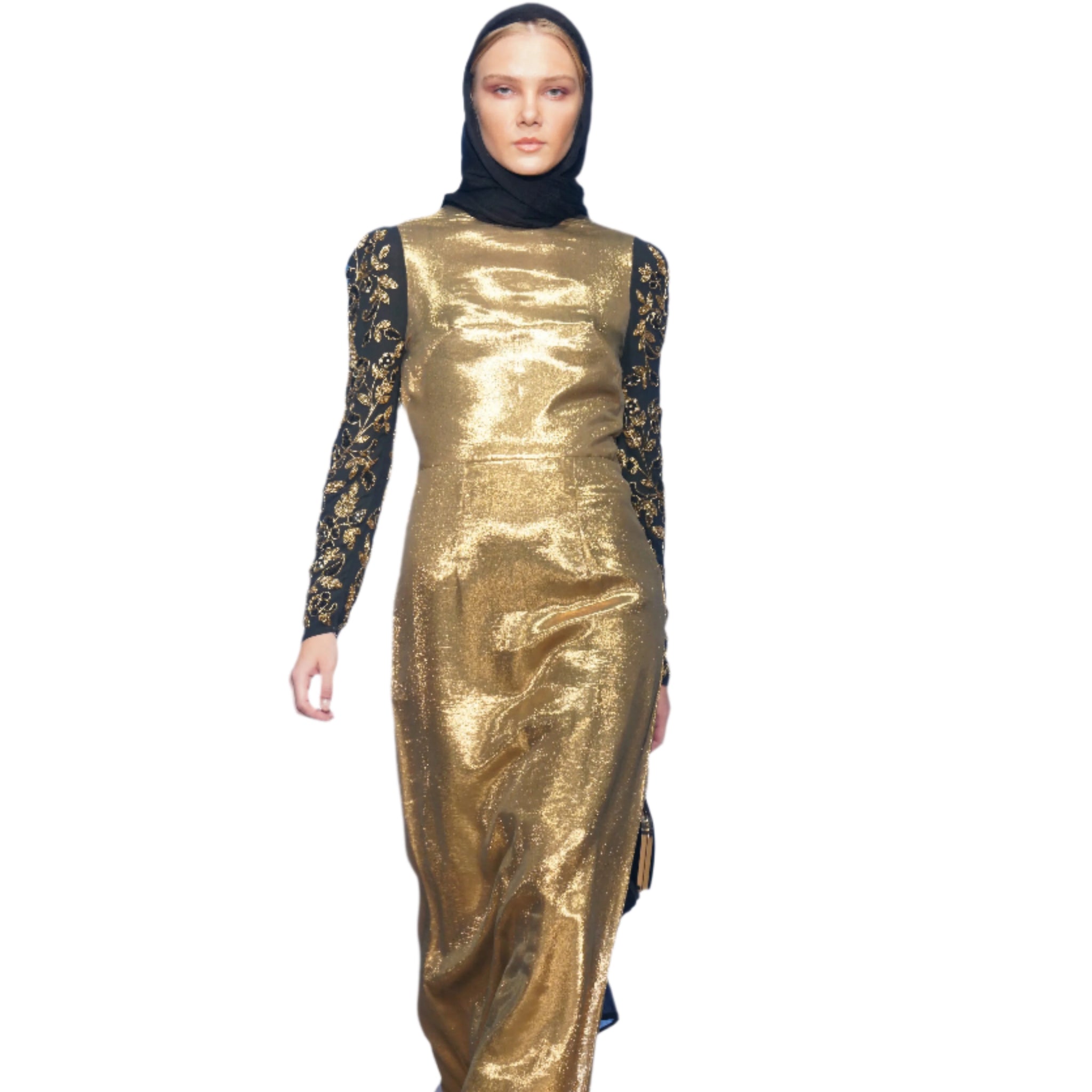 Gold Silk Lame Dress - MIRAH