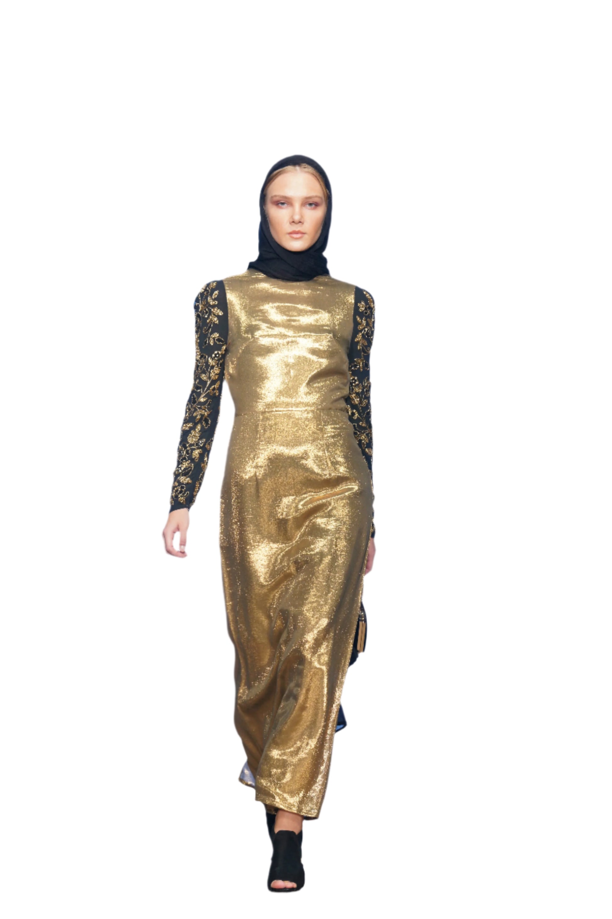 Gold Silk Lame Dress - MIRAH